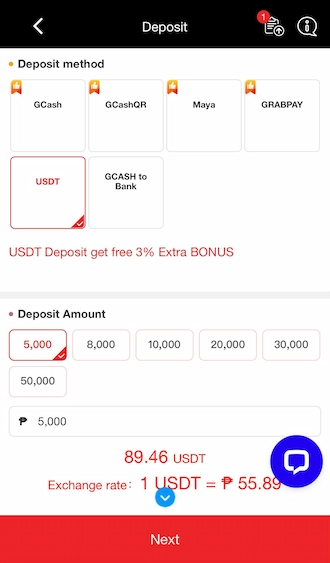 Step 1: select the payment method as USDT and choose the payment channel recommended below.